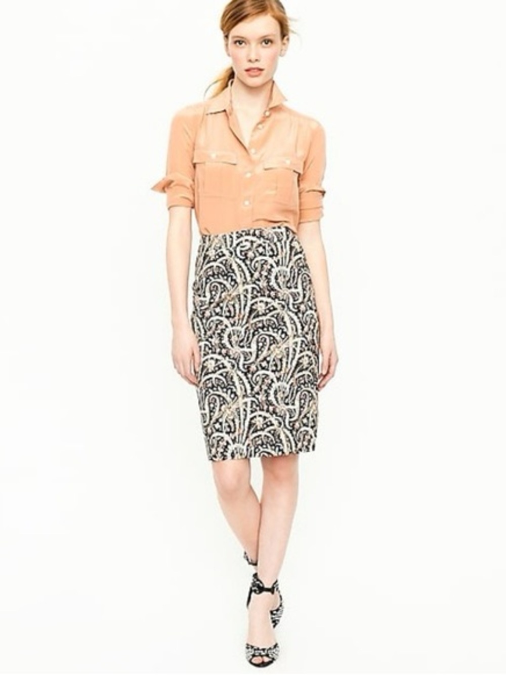 J. Crew No. 2 Pencil Skirt Feathered Paisley